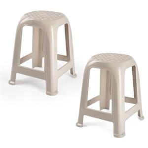 Zit krukjes - 2x - beige - kunststof - 37 x 37 x 46 cm - extra zitplaatsen