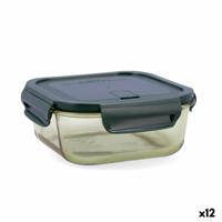 Hermetische Lunchtrommel Bidasoa Infinity Vierkant 1,1 L Geel Glas (12 Stuks)