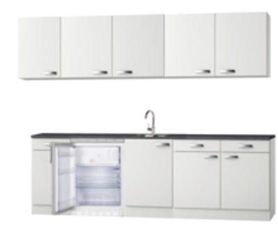 Keukenblok 240cm wit hoogglans incl inbouw apparatuur RAI-0132