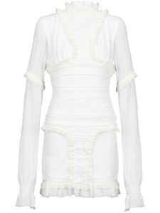 Balmain robe cintrée à détails de franges - Blanc