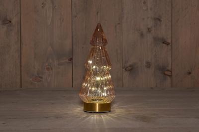 B.O.T. Tree Glass 10X23,5 cm Pink With Golden Base 10Led - Annas collection
