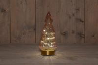 B.O.T. Tree Glass 10X23,5 cm Pink With Golden Base 10Led - Annas collection