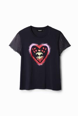 Arty T-shirt met hart - BLUE - S