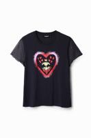 Arty T-shirt met hart - BLUE - S