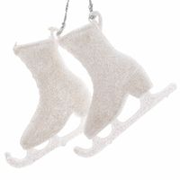 Kerstboomdecoratie hanger schaatsen 2 stuks wit   -