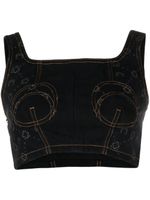 Marine Serre haut-bustier Regenerated en jean - Noir