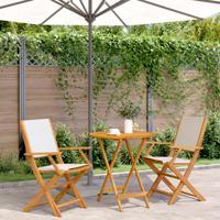 3-delige Bistroset stof en massief hout crèmewit