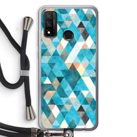 Gekleurde driehoekjes blauw: Huawei P Smart (2020) Transparant Hoesje met koord