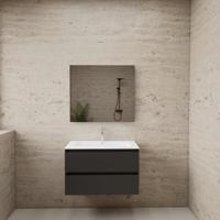 ACTIE BWS Badmeubel | Paris | Antraciet 80 cm | Mat Wit Wastafel | 1 Kraangat