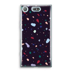 Dark Rounded Terrazzo: Sony Xperia XZ1 Compact Transparant Hoesje
