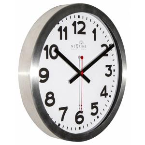 Wandklok NeXtime dia. 35 cm, aluminium, wit, 'Station' Radio Controlled (DCF)