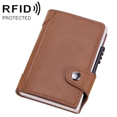 X-51 automatisch Uitvouwkaart type anti-magnetische RFID anti-diefstal PU lederen portemonnee met kaartsleuven (abrikoos)