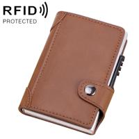 X-51 automatisch Uitvouwkaart type anti-magnetische RFID anti-diefstal PU lederen portemonnee met kaartsleuven (abrikoos)