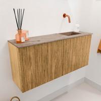 Toiletmeubel Mondiaz Joya Dlux | 90 cm | Meubelkleur Oak | Faye wastafel Arena Wasbak Rechts | Zonder kraangat(en)