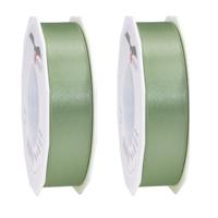 Cadeaulint Satijn - 2x - 2.5 cm x 25 meter - lichtgroen - cadeaus inpakken - sierlint
