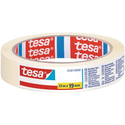 Tesa Afplaktape - 1x rol - wit - 19 mm x 25 m - schilderstape - maskeertape