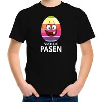 Paasei vrolijk Pasen t-shirt zwart voor kinderen - Paas kleding / outfit - thumbnail