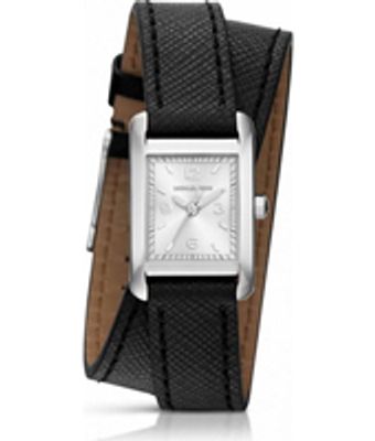 Horlogeband Michael Kors MK2497 Onderliggend Leder Zwart 14mm
