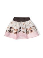 Monnalisa bear-print flared skirt - Blanc