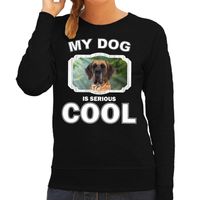 Deense dog honden sweater / trui my dog is serious cool zwart voor dames - thumbnail