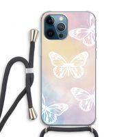 White butterfly: iPhone 12 Pro Transparant Hoesje met koord