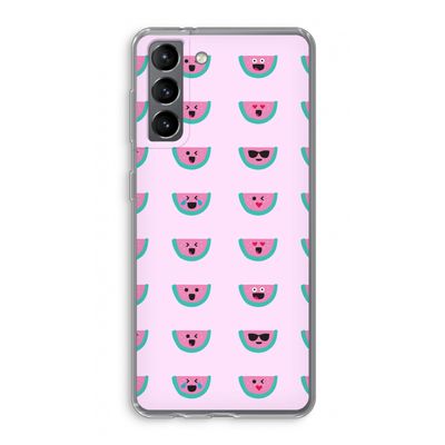 Smiley watermeloenprint: Samsung Galaxy S21 Transparant Hoesje