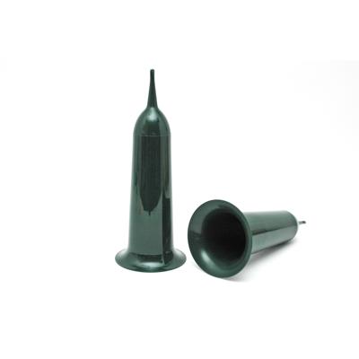 Kerkhof grafvaas kelk model - 3x - kunststof - groen - H35 cm - Grafvazen voor bloemen/boeketten