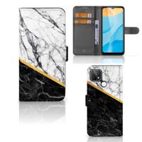 OPPO A15 | Bookcase | Marmer Wit Zwart - Origineel Cadeau Man