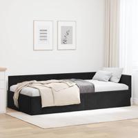 Hoekbedframe Zwart 80 x 200 cm Fluweel en Engineered hout