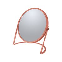 Make-up spiegel Cannes - 5x zoom - metaal - 18 x 20 cm - terracotta - dubbelzijdig   - - thumbnail