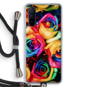 Neon bloemen: OnePlus Nord CE 5G Transparant Hoesje met koord