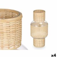 Kaarshouder GiftDecor SG-29652 Transparant Natuurlijk Glas Rotan 18 x 38 x 18 cm (4 Stuks)