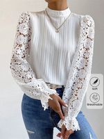 Plain Casual Lace Loose Shirt