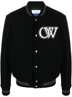 Off-White logo-appliqué varsity bomber jacket - Noir - thumbnail