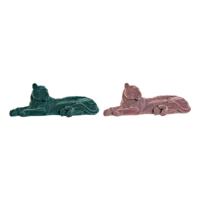 Decoratieve figuren DKD Home Decor Groen Licht Roze Tijger 36 x 17,5 x 13,3 cm (2 Stuks)