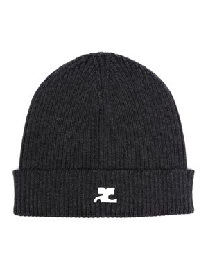 Courrèges bonnet nervuré à patch logo - Gris