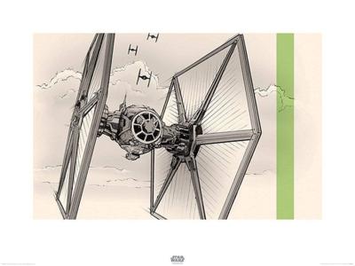 Kunstdruk Star Wars Episode VII TIE Fighter Pencil Art 80x60cm