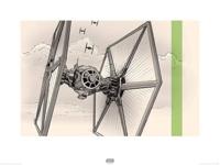 Kunstdruk Star Wars Episode VII TIE Fighter Pencil Art 80x60cm