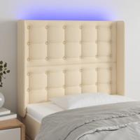 Hoofdbord LED 103x16x118/128 cm stof crèmekleurig