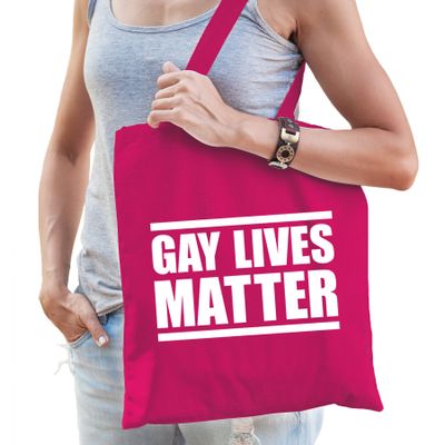Gay lives matter anti homo / lesbo discriminatie tas fuchsia roze voor dames Gay lives matter anti homo / lesbo discriminatie tas fuchsia roze voor dames