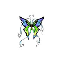Vlinder glitter tattoo groen/blauw    -