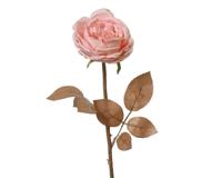 Decoris Roos op steel met glitters roze h57cm