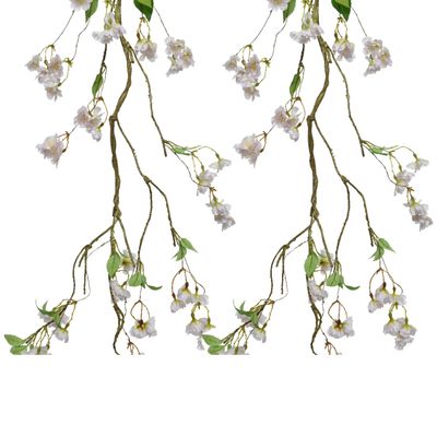 2x stuks kunstbloem/bloesem takken slingers - wit/roze - 130 cm