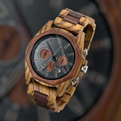 TimberWood VD53™ - Herenhorloge van Natuurlijk & Rood Zebrahout