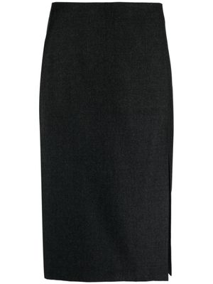 Theory jupe en laine vierge à taille haute - Gris
