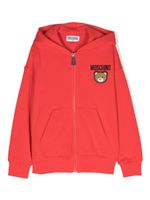 Moschino Kids hoodie zippé à logo Teddy Bear - Rouge