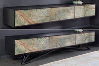 Massief houten TV-lowboard MOUNTAIN SOUL 200cm echte natuursteen acacia zwart hangend/staand - 43483 - thumbnail