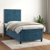 Boxspring met matras fluweel donkerblauw 100x200 cm