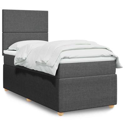 Boxspring met matras stof donkergrijs 90x190 cm