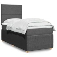 Boxspring met matras stof donkergrijs 90x190 cm